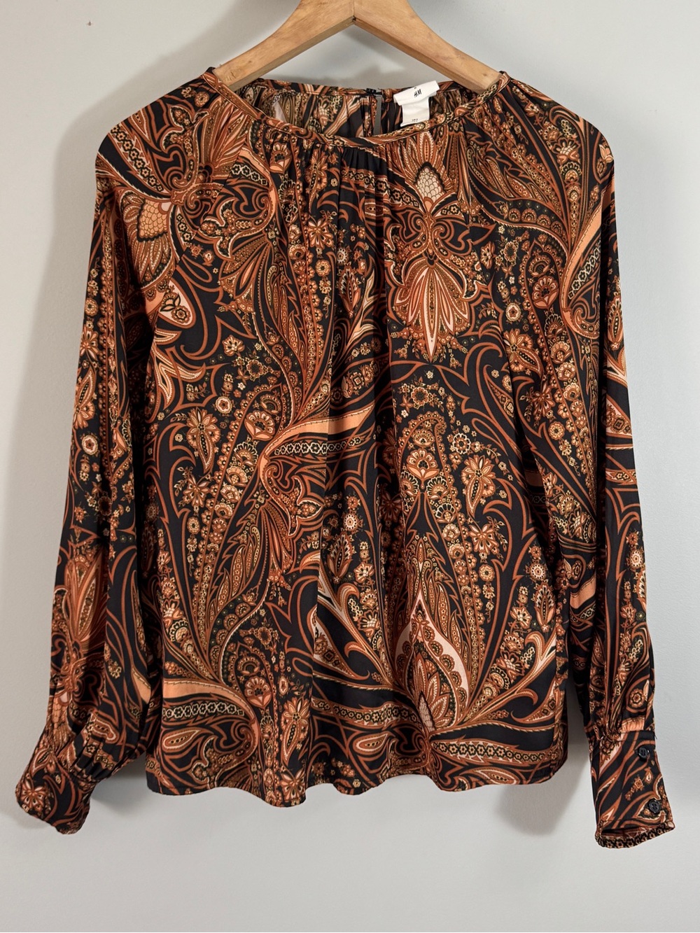 Richard Allan x H&M Paisley Scarf-Print Blouse Brown Black US 2
